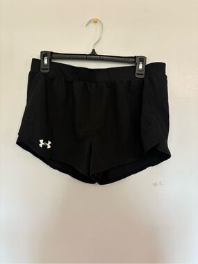 Under Armour Women’s Black Athletic Running Shorts with White Logo